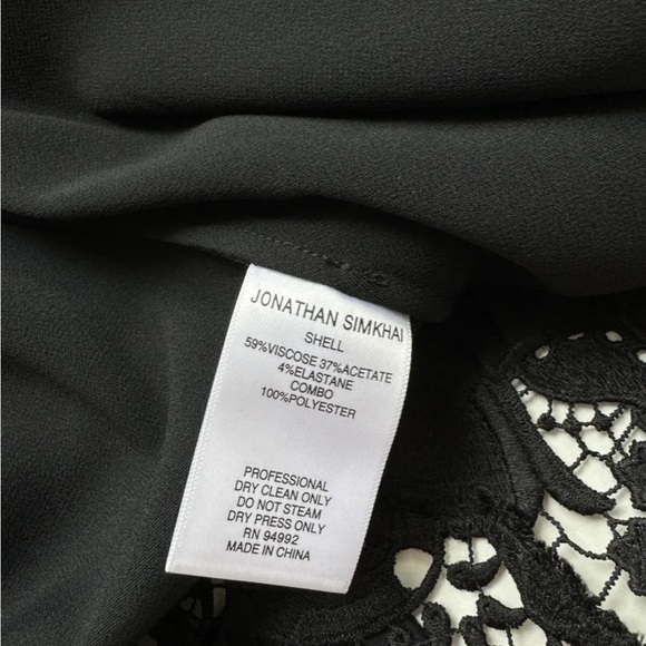 Jonathan Simkhai Women’s Sz 8 Black Lace Shift Long Sleeve Mini Dress - Picture 9 of 9